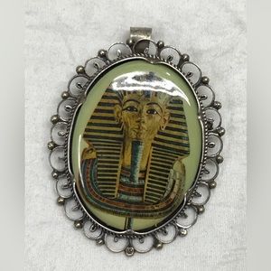 Vintage Marked Egyptian Pharaoh Revival Brooch Pendant